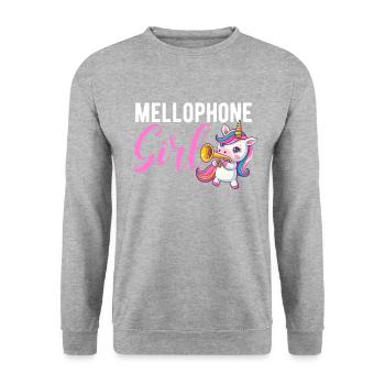 Mellophone Girl, marching band mellophone - Unisex Pullover - Weißgrau meliert - Vorne - Alina (178cm) & Michal (187cm)