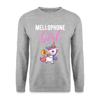 Mellophone Girl, marching band mellophone - Unisex Pullover - Weißgrau meliert - Vorne - Alina (178cm) & Michal (187cm)
