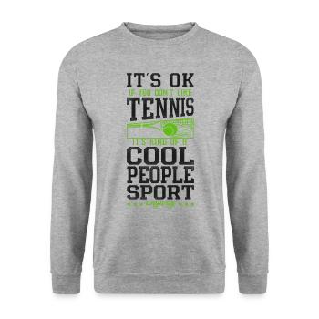 Funny Tennis Player Racket It's Ok - Unisex Pullover - Weißgrau meliert - Vorne - Alina (178cm) & Michal (187cm)