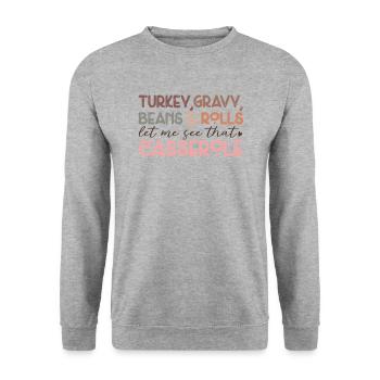 Sauce à la dinde, haricots et petits pains amusants - Sweat-shirt Unisexe - gris chiné - Devant - Alina (178cm) & Michal (187cm)