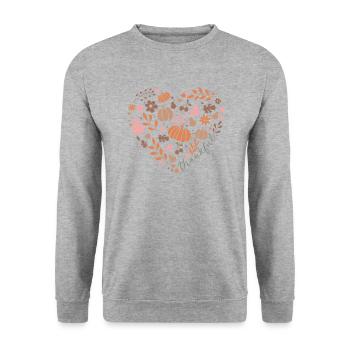 Grateful Pumpkin Heart Autumn Design - Unisex Sweatshirt - salt & pepper - Front - Alina (178cm) & Michal (187cm)