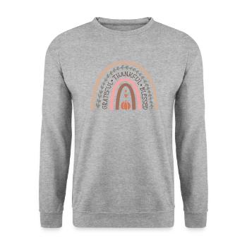 Grateful Rainbow Autumn Design - Unisex Sweatshirt - salt & pepper - Front - Alina (178cm) & Michal (187cm)