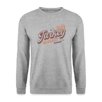 Lustiges Truthahn Thanksgiving Design - Unisex Pullover - Weißgrau meliert - Vorne - Alina (178cm) & Michal (187cm)