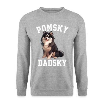 Pomsky dadsky dog - Unisex Pullover - Weißgrau meliert - Vorne - Alina (178cm) & Michal (187cm)