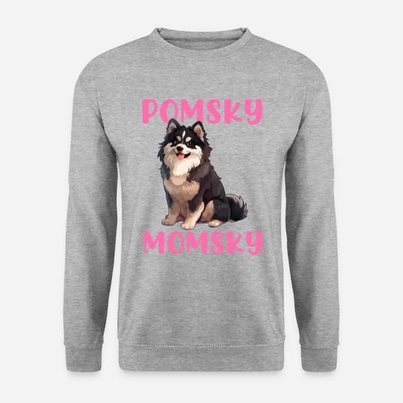 Pomsky Momsky dog - Unisex Pullover - Weißgrau meliert