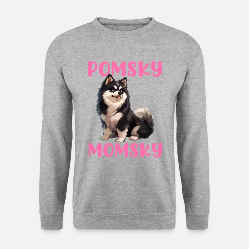 Pomsky Momsky dog - Unisex Pullover - Weißgrau meliert