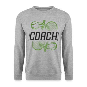 Funny Tennis Player Racket Coach - Unisex Pullover - Weißgrau meliert - Vorne - Alina (178cm) & Michal (187cm)
