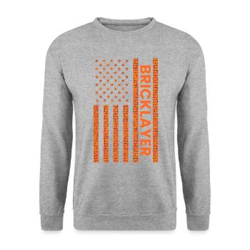 Bricklayer American Flag, brickmason brick masonry - Unisex Pullover - Weißgrau meliert - Vorne - Alina (178cm) & Michal (187cm)