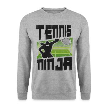 Drôle de joueur de tennis Raquette Ninja - Sweat-shirt Unisexe - gris chiné - Devant - Alina (178cm) & Michal (187cm)