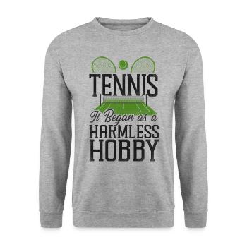 Funny Tennis Player Racket Tennis - Unisex Sweatshirt - salt & pepper - Front - Alina (178cm) & Michal (187cm)