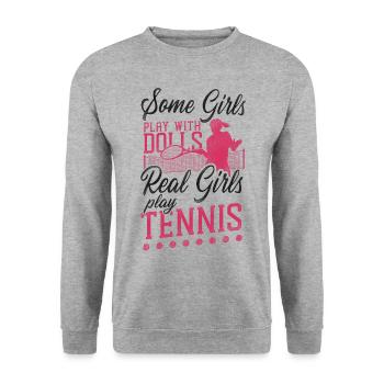 Drôle de joueur de tennis raquette fille - Sweat-shirt Unisexe - gris chiné - Devant - Alina (178cm) & Michal (187cm)