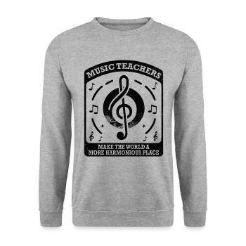 Musiklehrer machen die Welt harmonischer pl - Unisex Pullover - Weißgrau meliert - Vorne - Alina (178cm) & Michal (187cm)