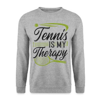 Drôle de joueur de tennis Raquette Tennis - Sweat-shirt Unisexe - gris chiné - Devant - Alina (178cm) & Michal (187cm)