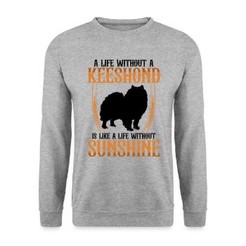 Leben ohne Wolfsspitz Keeshond - Unisex Pullover - Weißgrau meliert - Vorne - Alina (178cm) & Michal (187cm)