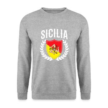 Sicilia Italia, sicilian - Unisex Pullover - Weißgrau meliert - Vorne - Alina (178cm) & Michal (187cm)