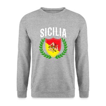 Sicilia Italia, sicilian - Unisex Pullover - Weißgrau meliert - Vorne - Alina (178cm) & Michal (187cm)