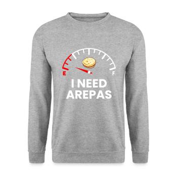 necesito arepas, venezuelan arepa - Unisex Pullover - Weißgrau meliert - Vorne - Alina (178cm) & Michal (187cm)
