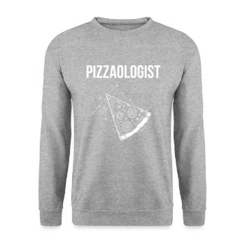pizza queen, funny pizza lover - Unisex Pullover - Weißgrau meliert - Vorne - Alina (178cm) & Michal (187cm)
