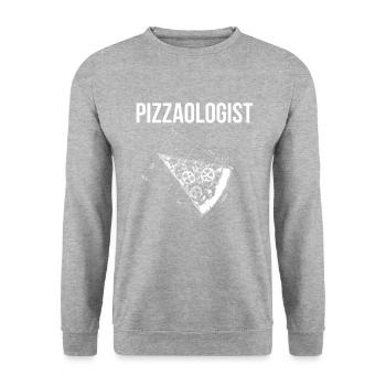 pizza queen, funny pizza lover - Unisex Pullover - Weißgrau meliert - Vorne - Alina (178cm) & Michal (187cm)