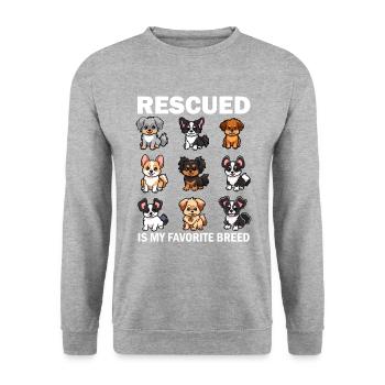 Rescued Is My Favorite Breed, dog rescue - Unisex Pullover - Weißgrau meliert - Vorne - Alina (178cm) & Michal (187cm)