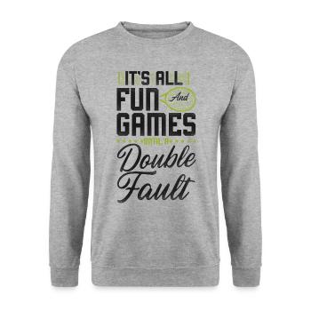 Funny Tennis Player Racket It's - Unisex Pullover - Weißgrau meliert - Vorne - Alina (178cm) & Michal (187cm)