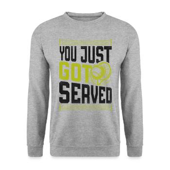Funny Tennis Player Racket You - Unisex Sweatshirt - salt & pepper - Front - Alina (178cm) & Michal (187cm)
