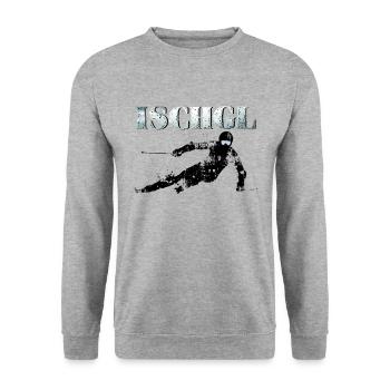 Ischgl Skieur professionnel, Ski-snowboard Ischgl Pro - Sweat-shirt Unisexe - gris chiné - Devant - Alina (178cm) & Michal (187cm)