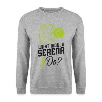 Funny Tennis Player Racket What - Unisex Sweatshirt - salt & pepper - Front - Alina (178cm) & Michal (187cm)