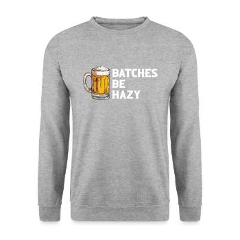 Batches Be Hazy, craftbeer, brewing - Unisex Pullover - Weißgrau meliert - Vorne - Alina (178cm) & Michal (187cm)