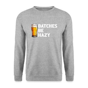 Batches Be Hazy, craftbeer, brewing - Unisex Pullover - Weißgrau meliert - Vorne - Alina (178cm) & Michal (187cm)
