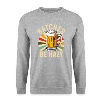 Batches Be Hazy, craftbeer, brewing - Unisex Pullover - Weißgrau meliert - Vorne - Alina (178cm) & Michal (187cm)