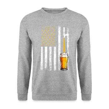 Crafbeer american flag, brewing - Unisex Pullover - Weißgrau meliert - Vorne - Alina (178cm) & Michal (187cm)