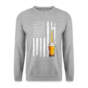 Crafbeer american flag, brewing - Unisex Pullover - Weißgrau meliert - Vorne - Alina (178cm) & Michal (187cm)