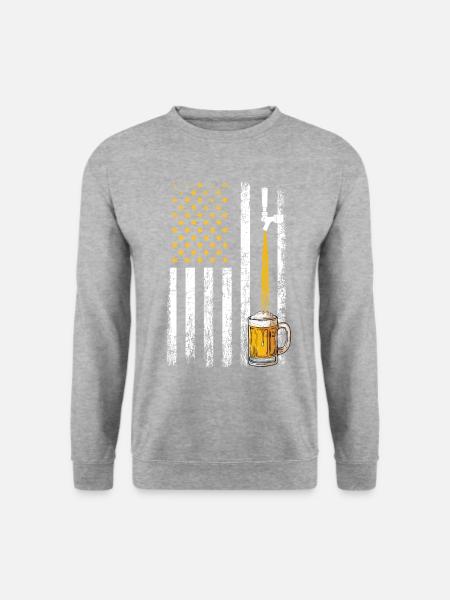 Crafbeer american flag, brewing - Unisex Pullover - Weißgrau meliert