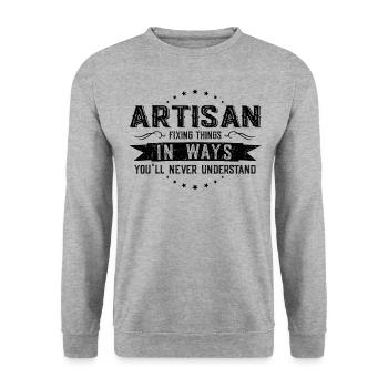 Bricoleur collègues cadeau profession dire drôle - Sweat-shirt Unisexe - gris chiné - Devant - Alina (178cm) & Michal (187cm)