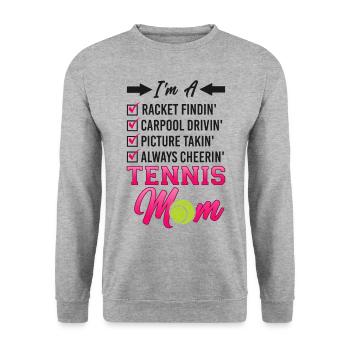 Funny Tennis Player Racket Mom I'm - Unisex Pullover - Weißgrau meliert - Vorne - Alina (178cm) & Michal (187cm)