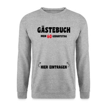 Gästebuch 60 Jahre Geburtstag - Unisex Pullover - Weißgrau meliert - Vorne - Alina (178cm) & Michal (187cm)