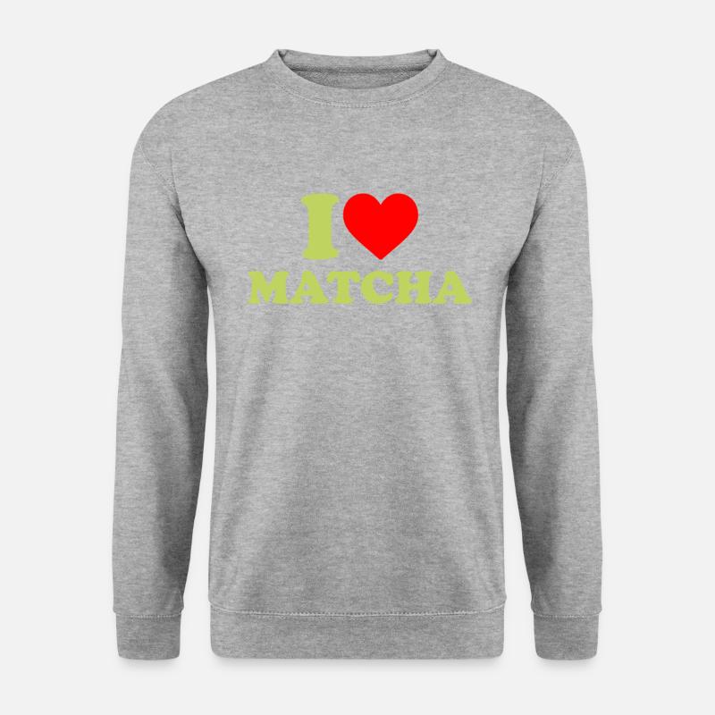 i love matcha, matcha - Unisex Pullover - Weißgrau meliert