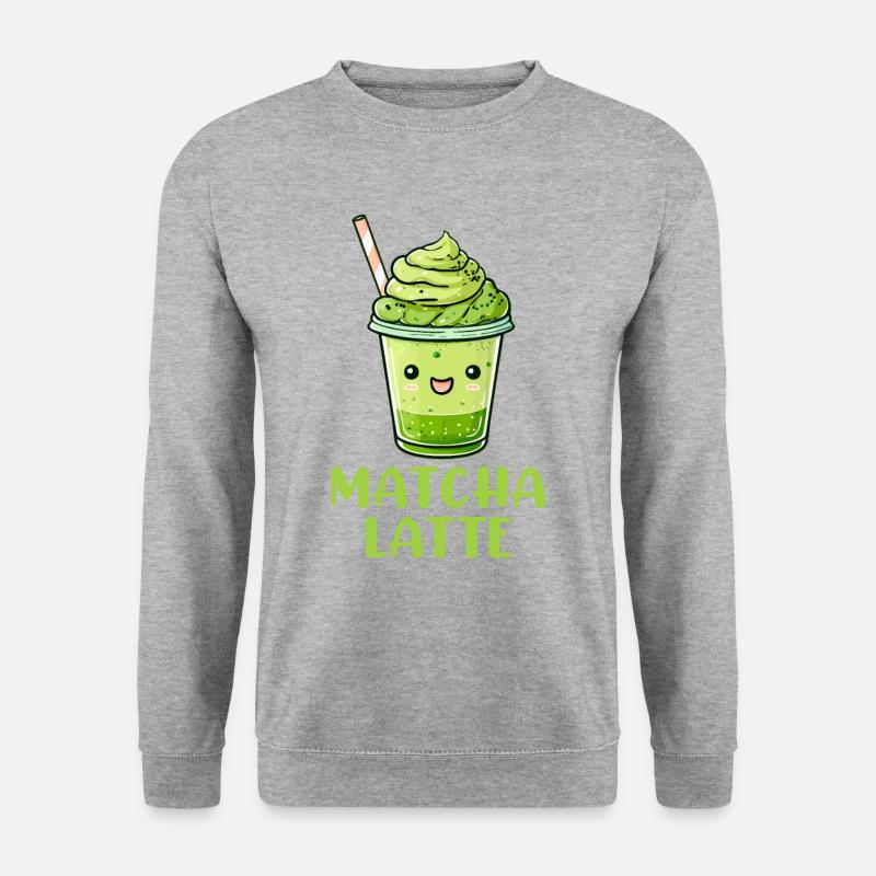 Matchaholic, matcha - Unisex Pullover - Weißgrau meliert