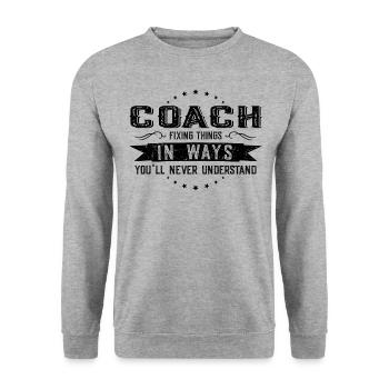 Trainer Kollegen Geschenk Beruf Spruch Lustig - Unisex Pullover - Weißgrau meliert - Vorne - Alina (178cm) & Michal (187cm)
