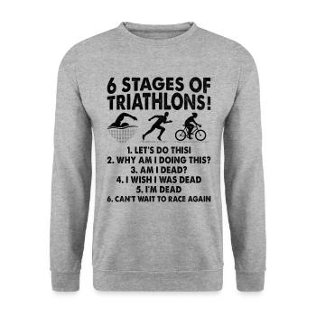 6 Etappen Triathlon Triathlon Schwimmen Rad Lauf Tri - Unisex Pullover - Weißgrau meliert - Vorne - Alina (178cm) & Michal (187cm)