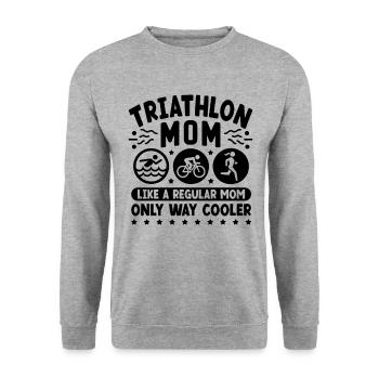 Triathlon Mama wie eine normale Mutter Nur viel cooler - Unisex Pullover - Weißgrau meliert - Vorne - Alina (178cm) & Michal (187cm)