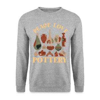 Pottery Ceramics Artist Girl Peace - Unisex Sweatshirt - salt & pepper - Front - Alina (178cm) & Michal (187cm)