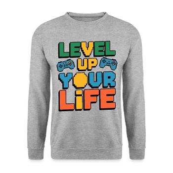 Améliorez votre vie - Motif pour les joueurs - Sweat-shirt Unisexe - gris chiné - Devant - Alina (178cm) & Michal (187cm)