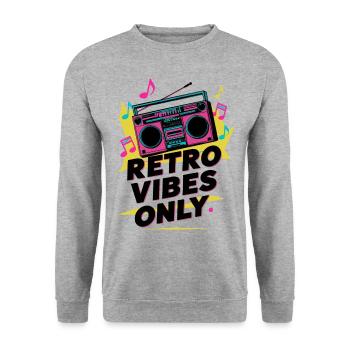 Retro-Vibes Nur Boombox 80er Jahre Musikstil - Unisex Pullover - Weißgrau meliert - Vorne - Alina (178cm) & Michal (187cm)