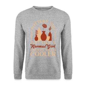 Pottery Ceramics Artist Girl - Unisex Pullover - Weißgrau meliert - Vorne - Alina (178cm) & Michal (187cm)
