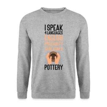 Poterie Céramiste Artiste Je Parle 4 - Sweat-shirt Unisexe - gris chiné - Devant - Alina (178cm) & Michal (187cm)