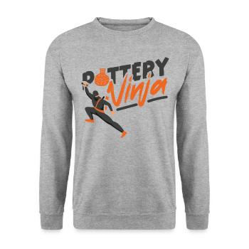 Pottery Ceramics Artist Ninja - Unisex Pullover - Weißgrau meliert - Vorne - Alina (178cm) & Michal (187cm)