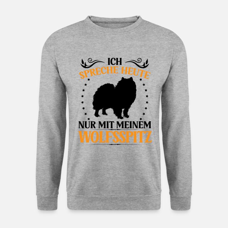 Wolfsspitz Spreche nur mit Keeshond - Unisex Pullover - Weißgrau meliert