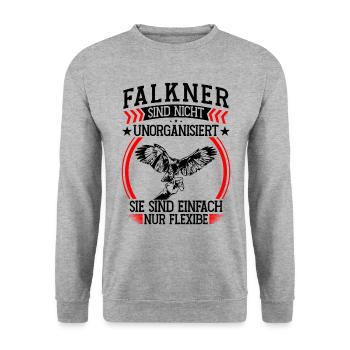 Falkner ist unorganisiert Beizjagd Falknerei - Unisex Pullover - Weißgrau meliert - Vorne - Alina (178cm) & Michal (187cm)